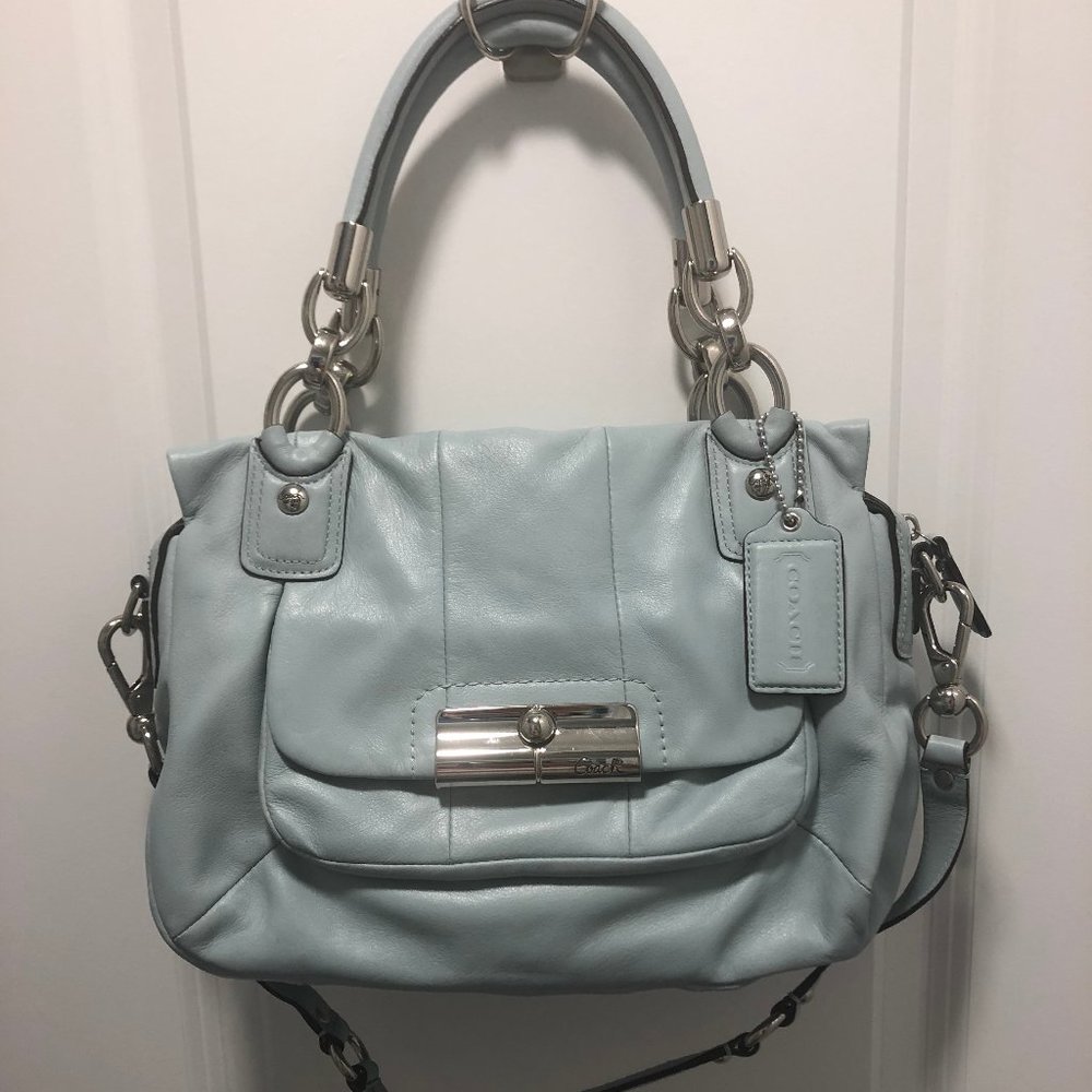 COACH Kristen Turquoise Leather Satchel